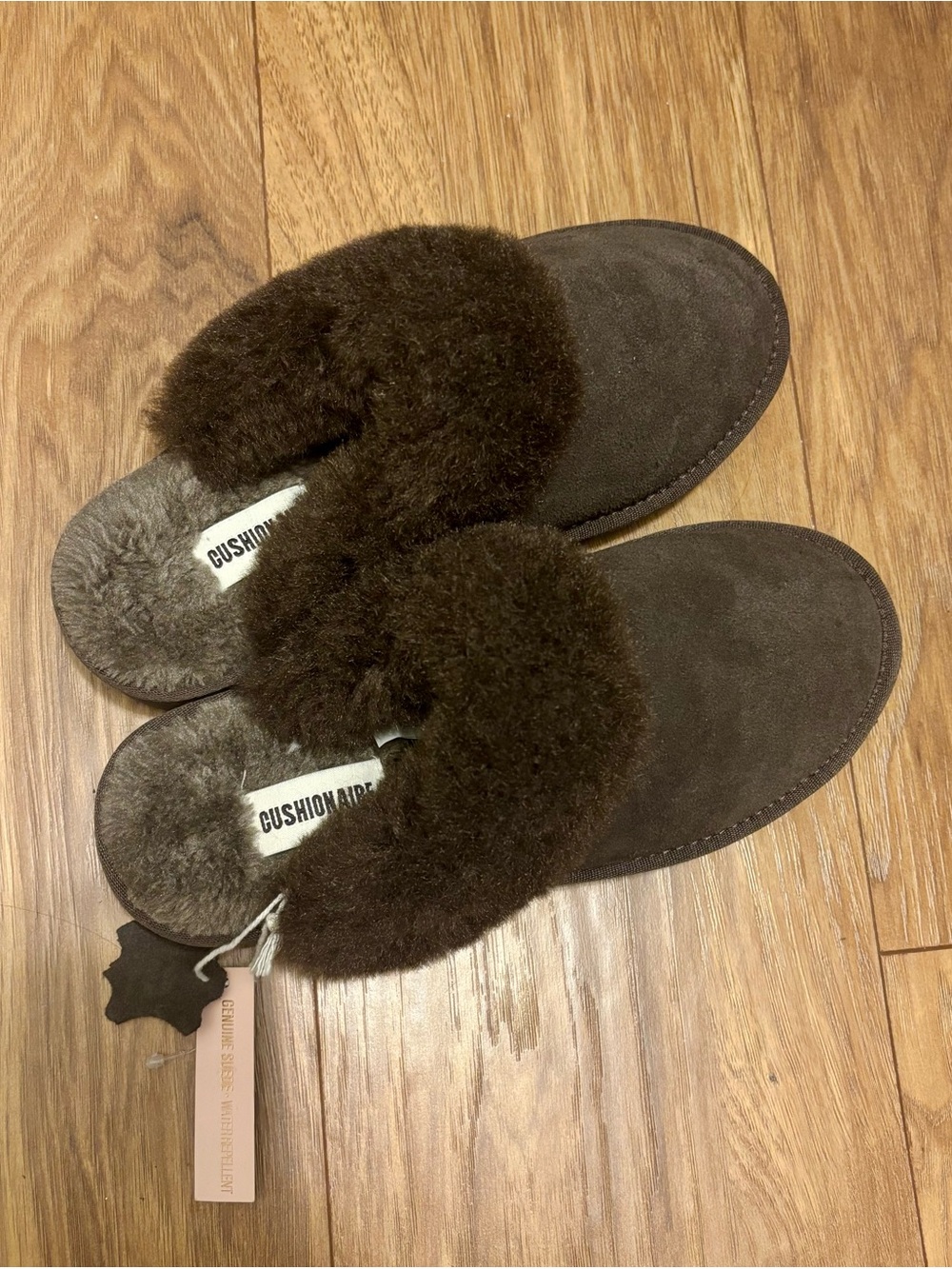Brown Suede Shearling Slippers